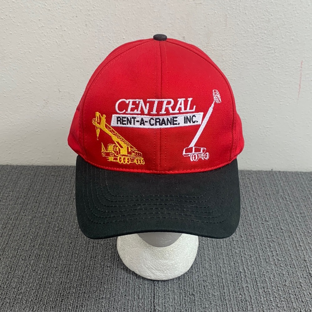 Vintage Central Rent-A-Crane Snapback Hat Mens Adjustable Red Black Graffiti